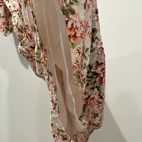 J Jill Dress Women Midi V- Neck 3/4 Sleeves Floral Elastic Waist Tie dress large - Picture 7 of 10